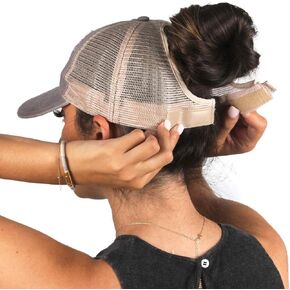 Ponyflo Mesh Back Ponytail and Messy Bun Ponycap with Full Back Opening