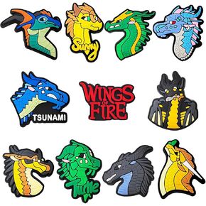 WOLWES 11pcs Wings Of Fire Shoe Charms Novelty Dragon Shoe Charms Decoration Gifts For Boys Girls, Cute Animal Shoe Charms For Party Gift Favors in Kuwait