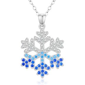 Freesloth Christmas Snowflake Necklace 925 Sterling Silver Snowflake Rose Gold/Silver Pendant Christmas Jewelry for Women Girl