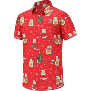 قمصان Pumwvls لعيد الميلاد للرجال، قمصان رجالية كاجوال بأكمام قصيرة وأزرار سفلية، قميص هاواي غير تقليدي in Kuwait