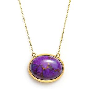 YoTreasure 14K Gold Over 925 Silver Chain Pendant Labradorite, Mohave Blue Purple Copper Turquoise Moonstone Necklace Jewelry