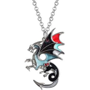 Enamel Alloy Dragon Necklace Fantasy Dinosaur Pendant Fashion Jewelry For Women Girls Charm Gift