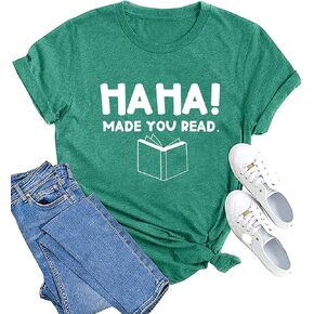 قميص MAIHUN النسائي المعلم Haha Made You Read Tshirt Bookworm Reading Gift تي شيرت علوي