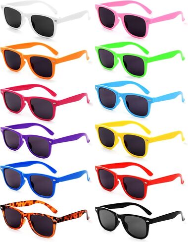 Dwenarry 12 Pack Neon Party Sunglasses Bulk Retro Sunglasses Party Favors 80s Trendy Sunglasses for Adults… in Saudi Arabia