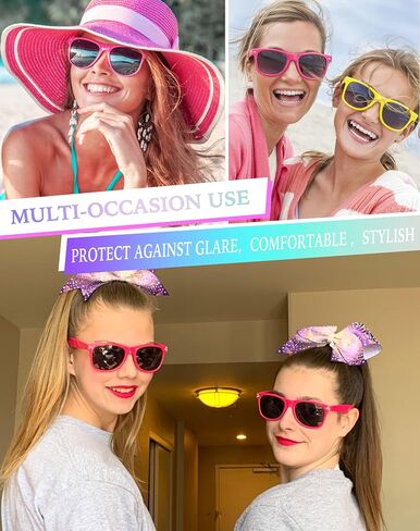 Dwenarry 12 Pack Neon Party Sunglasses Bulk Retro Sunglasses Party Favors 80s Trendy Sunglasses for Adults… in Saudi Arabia