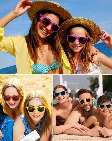 Dwenarry 12 Pack Neon Party Sunglasses Bulk Retro Sunglasses Party Favors 80s Trendy Sunglasses for Adults… in Saudi Arabia