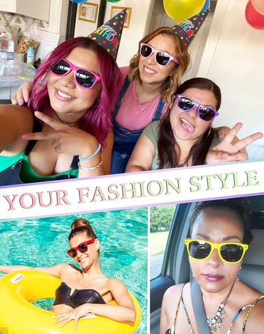 Dwenarry 12 Pack Neon Party Sunglasses Bulk Retro Sunglasses Party Favors 80s Trendy Sunglasses for Adults… in Saudi Arabia