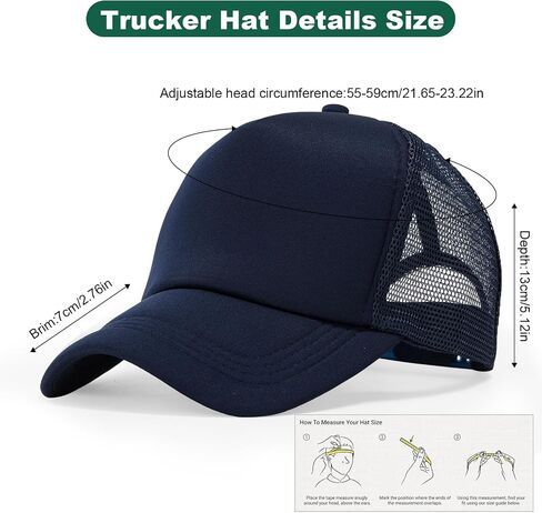 MEINICY Trucker Hat for Men Women Snapback Adjustable Baseball Cap Foam Plain Front Mesh Back Cap Classic 5 Panel Trucker Hat in Kuwait