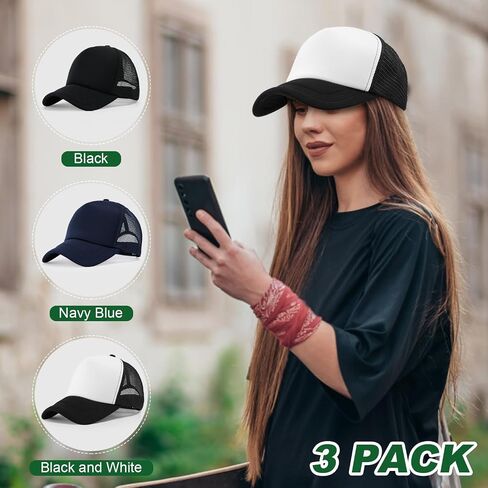 MEINICY Trucker Hat for Men Women Snapback Adjustable Baseball Cap Foam Plain Front Mesh Back Cap Classic 5 Panel Trucker Hat in Kuwait