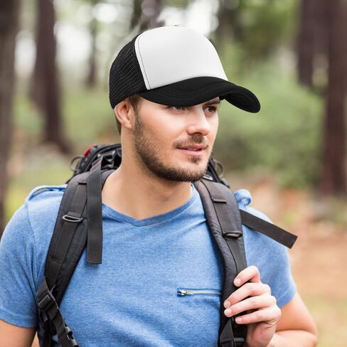 MEINICY Trucker Hat for Men Women Snapback Adjustable Baseball Cap Foam Plain Front Mesh Back Cap Classic 5 Panel Trucker Hat in Kuwait