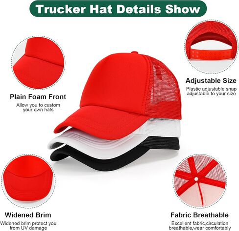MEINICY Trucker Hat for Men Women Snapback Adjustable Baseball Cap Foam Plain Front Mesh Back Cap Classic 5 Panel Trucker Hat in Kuwait