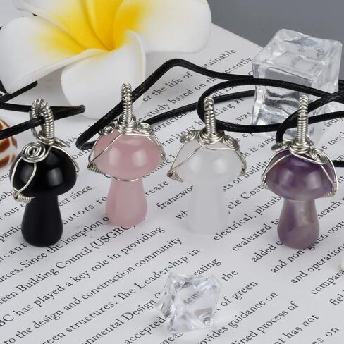 KESOCORAY الكريستال الطبيعي قلادة قلادة الفضة مطلي الأسلاك النحاسية ملفوفة الفطر الطبيعي Y2K مجوهرات Cottagecore كريستال قلادة للنساء الفتيات الأصدقاء in Kuwait