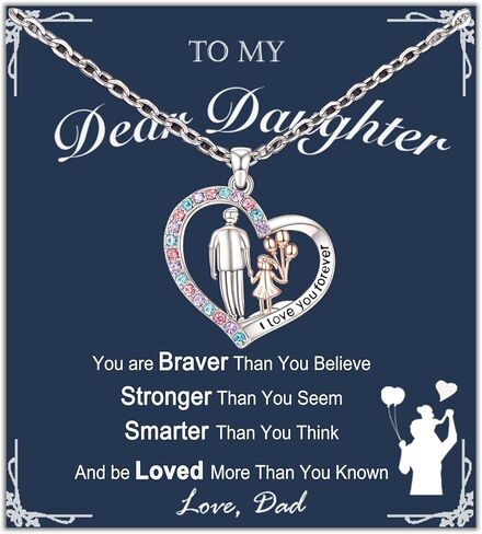 Tarsus Daughter Necklace from Dad, Daddy Love Daughter Forever, Father to Daughter Heart Pendant Necklace Birthday Fathers Days Gifts for Girls in Saudi Arabia