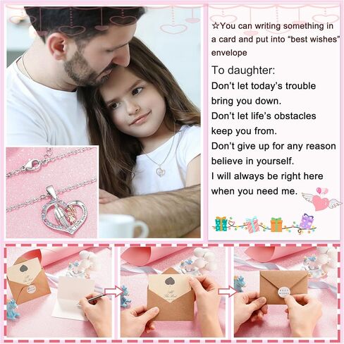 Tarsus Daughter Necklace from Dad, Daddy Love Daughter Forever, Father to Daughter Heart Pendant Necklace Birthday Fathers Days Gifts for Girls in Saudi Arabia