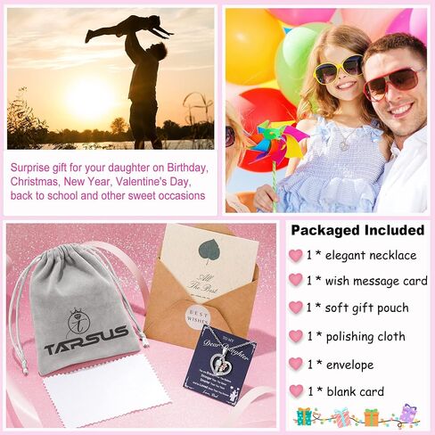 Tarsus Daughter Necklace from Dad, Daddy Love Daughter Forever, Father to Daughter Heart Pendant Necklace Birthday Fathers Days Gifts for Girls in Saudi Arabia