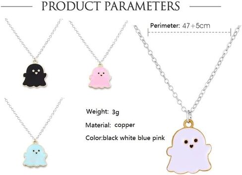 Pingyongchang 4Pcs Ghost Pendant BFF Necklaces Halloween for Women Girl Men Best Friend Lovely Ghost Enamel Charm Chokers Gift Couple Memorial Necklace Jewelry Costume in Kuwait