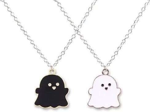 Pingyongchang 4Pcs Ghost Pendant BFF Necklaces Halloween for Women Girl Men Best Friend Lovely Ghost Enamel Charm Chokers Gift Couple Memorial Necklace Jewelry Costume in Kuwait