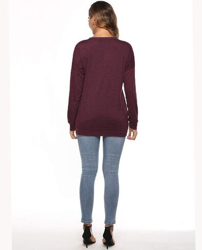 ZILIN Women's Casual Letter Print Crewneck T-Shirt Long Sleeve Tunic Tops Sweatshirt with Pockets in Kuwait
