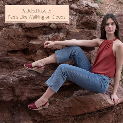 Espadrilles Wedges for Women, Dressy Soft Leather Peep Toe Womens Espadrille Sandals, Comfortable Casual Summer Slip On in Saudi Arabia