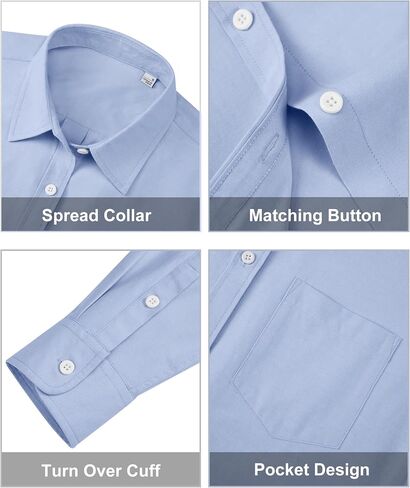 siliteelon Womens Button Down Shirts Long Sleeve Collared Office Work Blouses Tops with Pocket Oxford Shirts in Kuwait