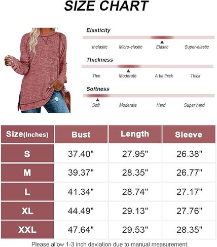 قمصان تونيك من Misyula للنساء فضفاضة تناسب الملابس الكاجوال وفتحة جانبية وأكمام طويلة وقمصان خريفية مقاس S-XXL in Kuwait