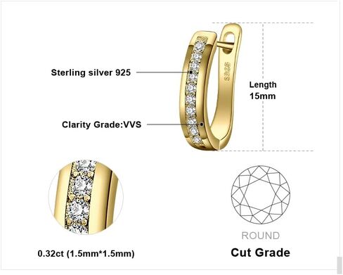JewelryPalace Eternity Cubic Zirconia Huggie Hoop Earrings For Women, 14K White Yellow Rose Gold Plated 925 Sterling Silver Earrings for Her, CZ Jewelry Sets in Saudi Arabia