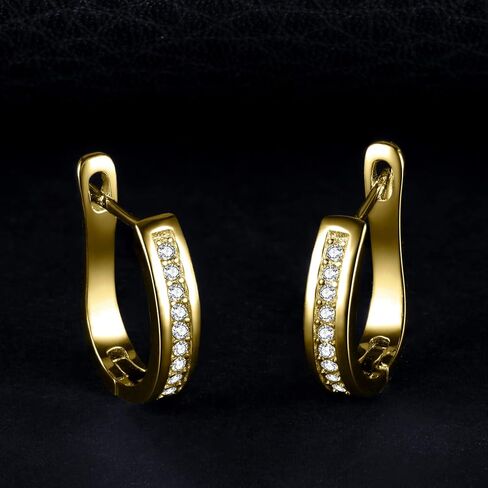 JewelryPalace Eternity Cubic Zirconia Huggie Hoop Earrings For Women, 14K White Yellow Rose Gold Plated 925 Sterling Silver Earrings for Her, CZ Jewelry Sets in Saudi Arabia