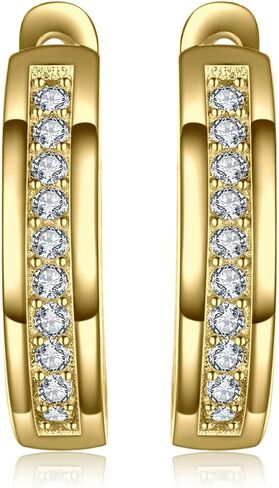 JewelryPalace Eternity Cubic Zirconia Huggie Hoop Earrings For Women, 14K White Yellow Rose Gold Plated 925 Sterling Silver Earrings for Her, CZ Jewelry Sets in Saudi Arabia