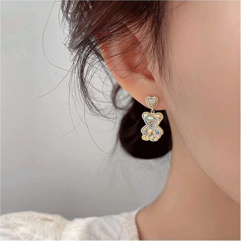 Gummy Bear Earrings for Teen Girls Women Gold Heart Bear Drop Stud Earrings Cute Crystal Bear Dangle Huggie Hoop Earrings for Teen Girls Women Jewelry Gift. in Kuwait