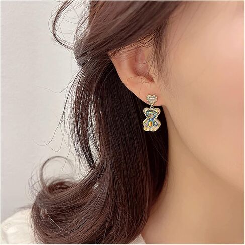 Gummy Bear Earrings for Teen Girls Women Gold Heart Bear Drop Stud Earrings Cute Crystal Bear Dangle Huggie Hoop Earrings for Teen Girls Women Jewelry Gift. in Kuwait