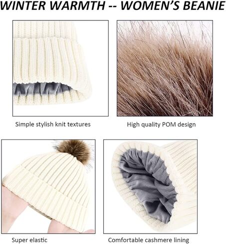 المرأة الشتاء قبعة قبعة وشاح قفازات البدلة، قبعة صغيرة مترهل الثلوج متماسكة الجمجمة كاب شاشة تعمل باللمس القفازات دائرة الأوشحة للنساء in Kuwait