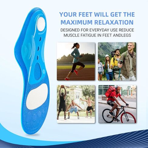 بي سي اس سول نعال داخلية لدعم قوس القدم العالي لتقويم العظام، حشوة جل مريحة للاقدام المسطحة والتهاب اللفافة الاخمصية والام القدم وآلام الكعب وآلام مشط القدم والكب الزائد للرجال والنساء (24 سم) in Kuwait