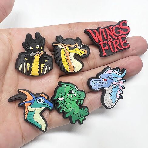 WOLWES 11 قطعة من أجنحة النار الساحرة لأحذية التنين المبتكرة لتزيين أحذية التنين هدايا للأولاد والبنات، سحر أحذية الحيوانات اللطيفة من أجل هدايا الحفلات in Kuwait