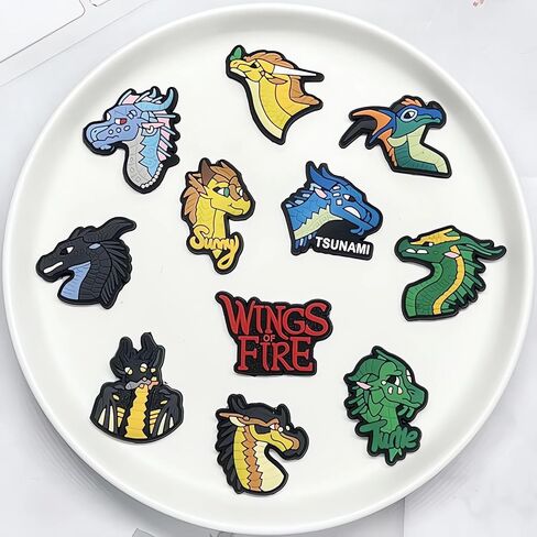 WOLWES 11 قطعة من أجنحة النار الساحرة لأحذية التنين المبتكرة لتزيين أحذية التنين هدايا للأولاد والبنات، سحر أحذية الحيوانات اللطيفة من أجل هدايا الحفلات in Kuwait