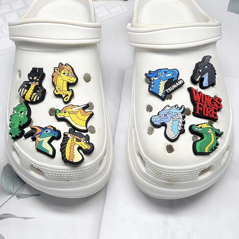 WOLWES 11 قطعة من أجنحة النار الساحرة لأحذية التنين المبتكرة لتزيين أحذية التنين هدايا للأولاد والبنات، سحر أحذية الحيوانات اللطيفة من أجل هدايا الحفلات in Kuwait