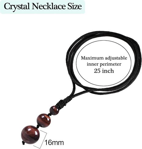 Crystal Necklaces for Women Men, Tigers Eye Amethyst Obsidian Round Necklace for Protection, Crystals and Healing Stones Pendant Jewelry for Spiritual in Kuwait