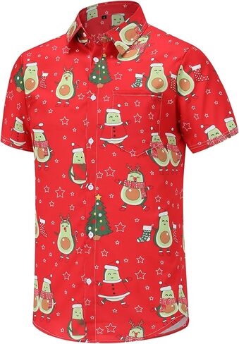 قمصان Pumwvls لعيد الميلاد للرجال، قمصان رجالية كاجوال بأكمام قصيرة وأزرار سفلية، قميص هاواي غير تقليدي in Kuwait