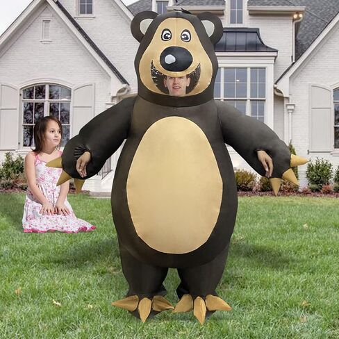 COMIN Inflatable Bear Costume Adults Blow Up Halloween Brown Costume Funny for Halloween Party in Kuwait