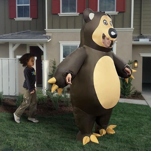 COMIN Inflatable Bear Costume Adults Blow Up Halloween Brown Costume Funny for Halloween Party in Kuwait