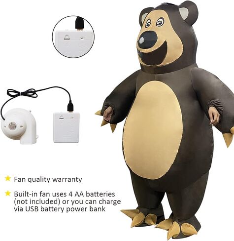 COMIN Inflatable Bear Costume Adults Blow Up Halloween Brown Costume Funny for Halloween Party in Kuwait
