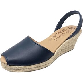 The Spanish Sandal co Espadrille Wedge Women Sandals - Comfort Avarcas Peep Toe Sandals - Menorquinas Wedge Sandals for Women - Espadrille Wedge Sandals for Women