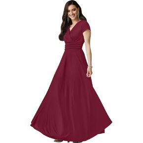 KOH KOH Womens Sexy Cap Short Sleeve V-Neck Flowy Cocktail Gown in Saudi Arabia