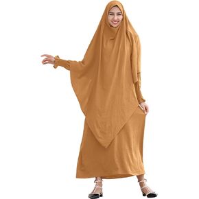 عباية نسائية إسلامية من ODIZLI فستان إسلامي في الشرق الأوسط بأكمام واسعة روب عربي دبي مع حجاب قطعتين