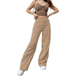 سروال قصير فضفاض عالي الخصر للنساء بنطال y2k مستقيم الساق فضفاض مناسب مع جيب واسع الساق in Kuwait