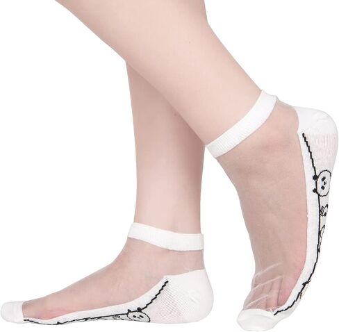 Benefeet Sox النساء الفتيات جوارب من النايلون شفافة شير الكاحل الجوارب شبكة رقيقة الجدة لطيف الدانتيل الجوارب انظر من خلال الجوارب واضحة in Saudi Arabia