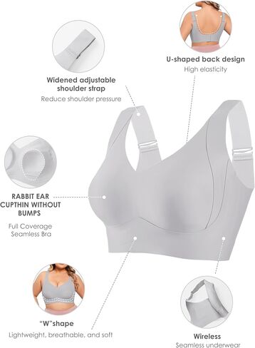 حمالات صدر Xcutting Wirefree للنساء بدون سلك تغطية كاملة من الخلف حمالات صدر ناعمة مبطنة بشكل خفيف حمالة صدر كلاسيكية يومية بدون خياطة in Kuwait