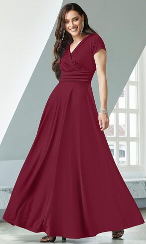 KOH KOH Womens Sexy Cap Short Sleeve V-Neck Flowy Cocktail Gown in Saudi Arabia