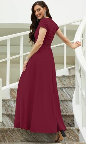 KOH KOH Womens Sexy Cap Short Sleeve V-Neck Flowy Cocktail Gown in Saudi Arabia