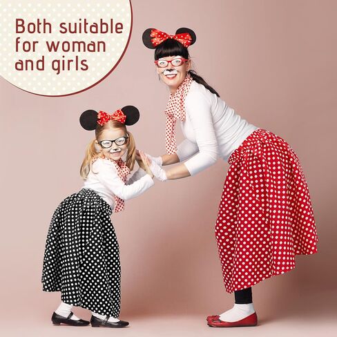 تووليت مجموعة اكسسوارات تنكرية للنساء مكونة من 6 قطع بتصميم كلاسيكي بنمط الخمسينيات والستينيات وتنورة منقطة مربعة من الشيفون ووشاح للرقبة ووشاح للرأس ونظارات مع احجار الراين للبنات والسيدات لحفلات in Kuwait