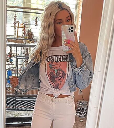 Womens Western Graphic Cowboys Tees Not My First Rodeo Shirts Vintage Cowgirls Print Wild Soul Classic Tops in Saudi Arabia